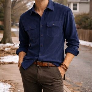 Tommy Bahama Corduroy Button Down Shirt Navy Men’s Large